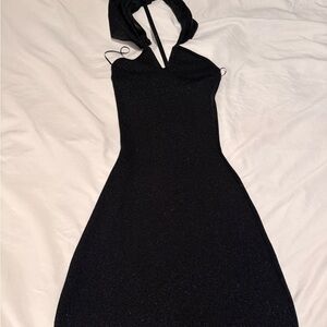 Zara Black Glitter Backless Dress